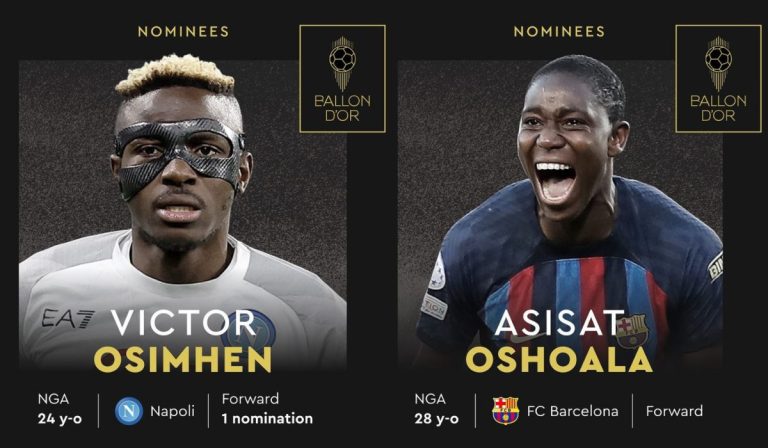 NFF prijst genomineerden voor de Ballon d’Or 2023 – Osimhen, Oshoala