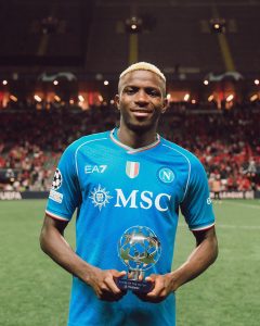 UCL: Osimhen benoemd tot MOTM in Napoli's overwinning bij Braga