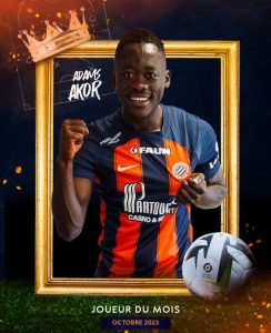 Akor wint de Player Of The Month Award van Montpellier