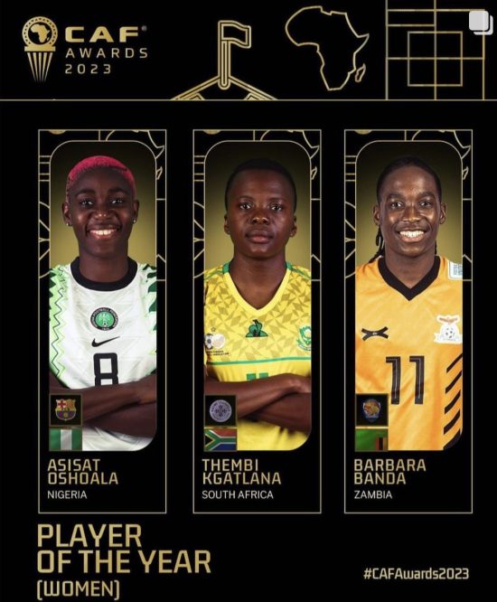 CAF Awards 2023: Oshoala, Kgatlana en Banda strijden om de titel Vrouwelijke Speler van het Jaar