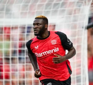 Late doelpunt van Boniface bezorgt Leverkusen een spectaculaire overwinning tegen Wolfsburg