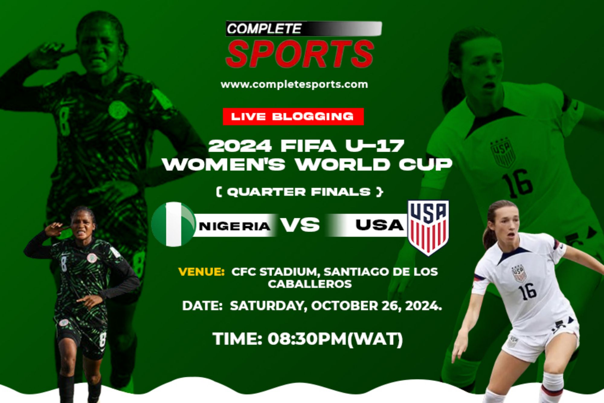 Live Blogging: Nigeria tegen VS - Kwartfinale Dominicaanse Republiek 2024 FIFA U-17 Women's World Cup