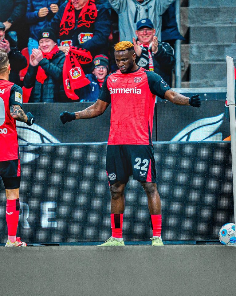 ‘Boniface reageert nadat hij gescoord heeft bij zijn terugkeer op Bayer Leverkusen en voelt zich geweldig’